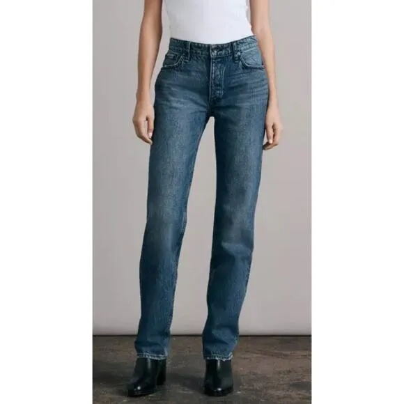 Rag &amp; Bone Peggy Straight Jeans•Women 27•Mid Rise Rigid 100% Cotton Denim Siesta