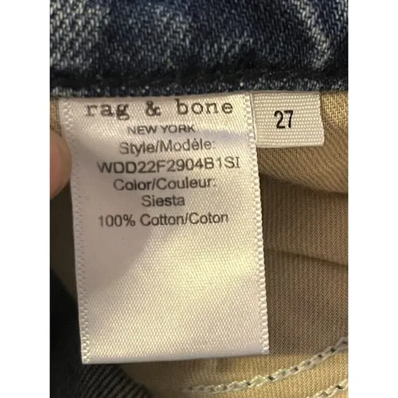 Rag &amp; Bone Peggy Straight Jeans•Women 27•Mid Rise Rigid 100% Cotton Denim Siesta