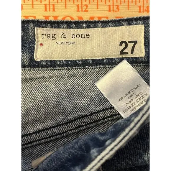 Rag &amp; Bone Peggy Straight Jeans•Women 27•Mid Rise Rigid 100% Cotton Denim Siesta