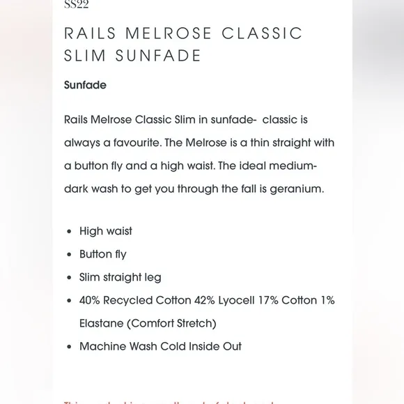 Rails the Melrose Classic Slim Straight Leg Jeans