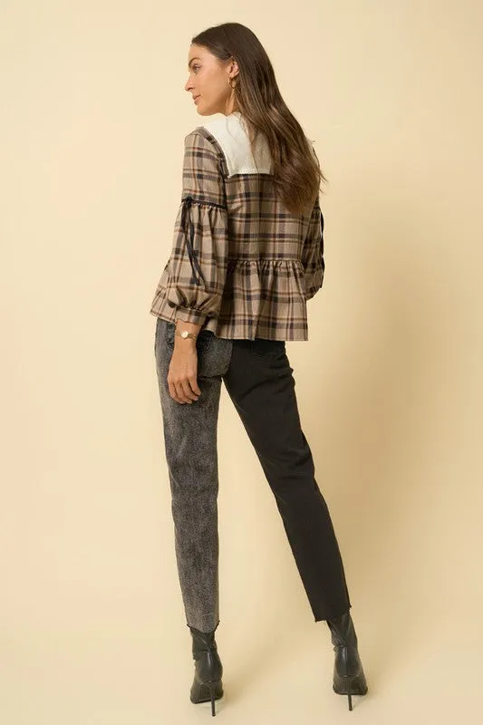 Raw Hem Black Contrast Wash Mom Jeans