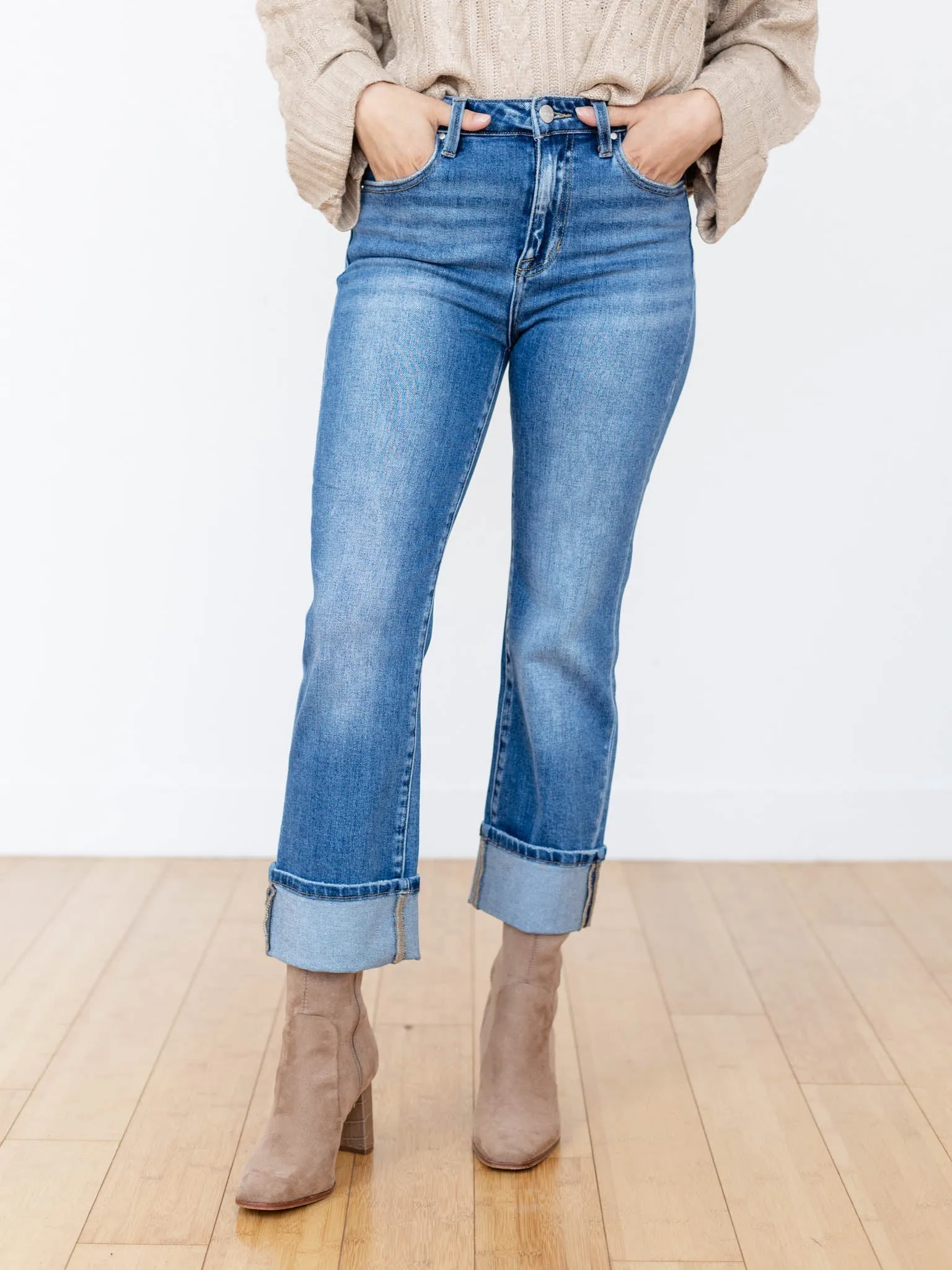 RISEN Medium High Rise Ankle Cuffed
