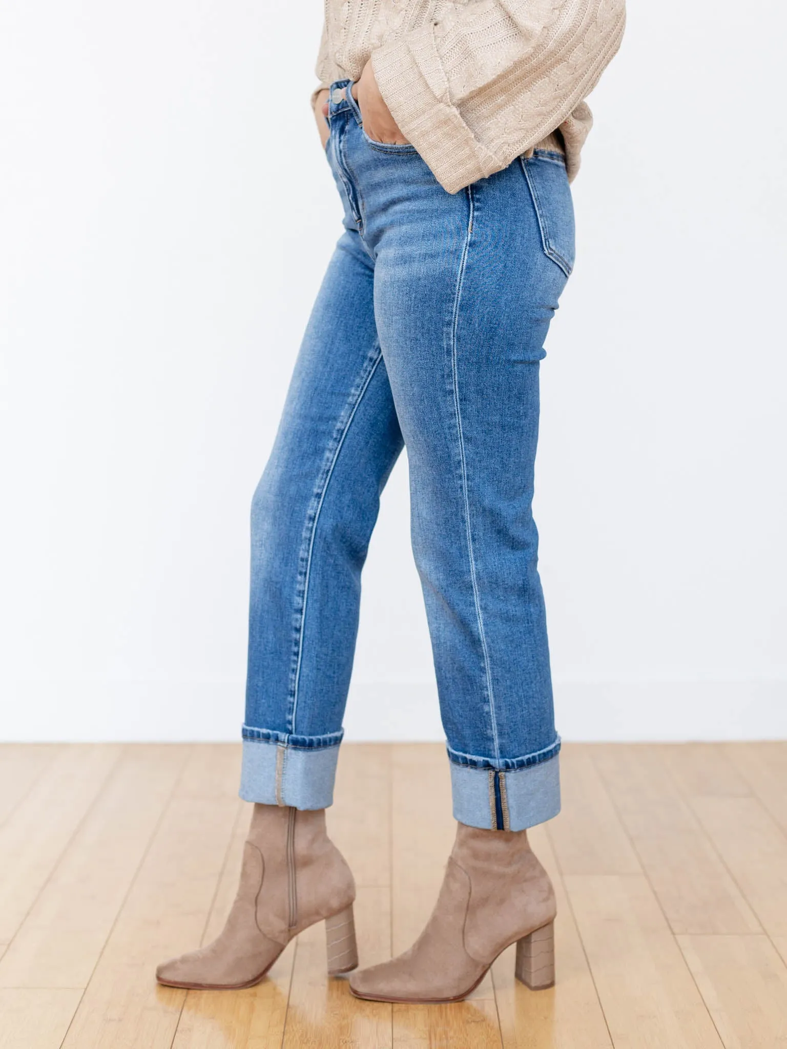 RISEN Medium High Rise Ankle Cuffed