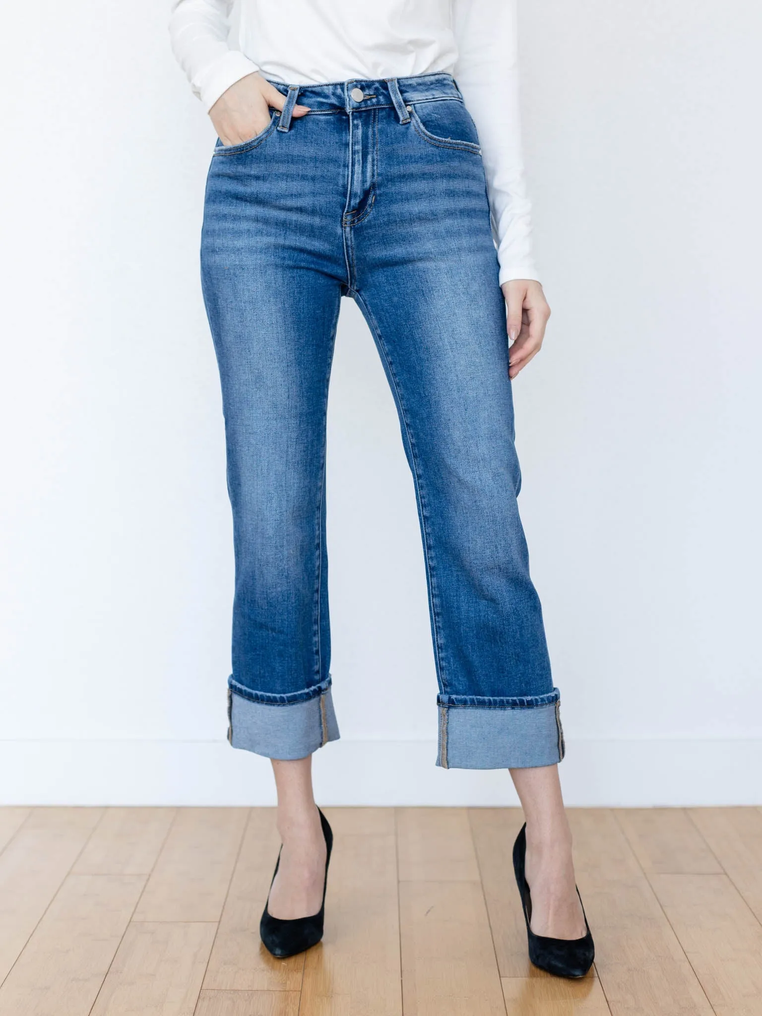 RISEN Medium High Rise Ankle Cuffed