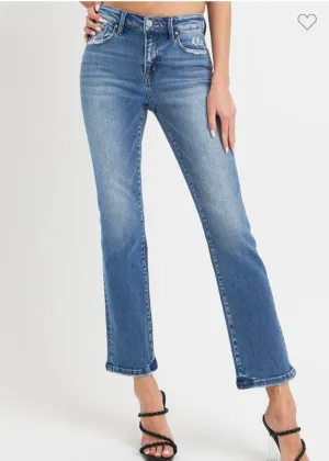 Risen Mid Rise Ankle Straight Jeans
