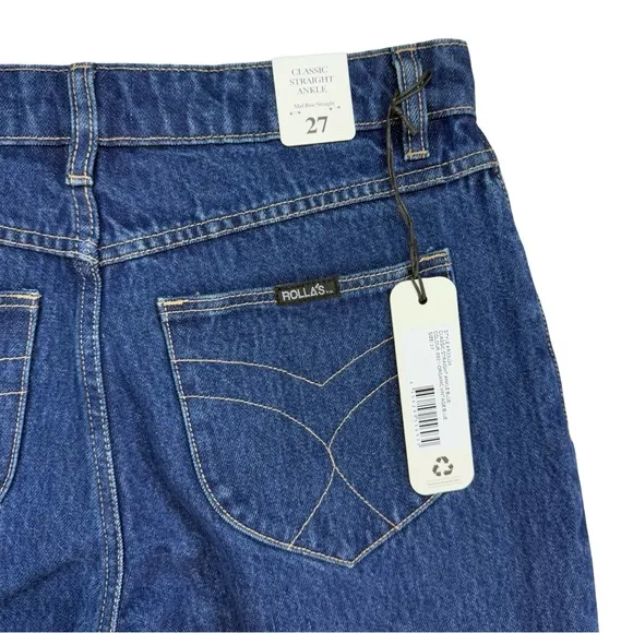 Rollas Classic Straight Jeans 90's High Rise Blue NWT $100