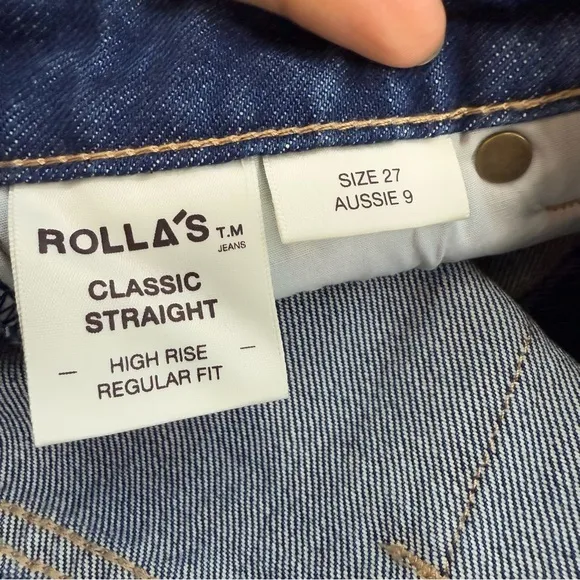 Rollas Classic Straight Jeans 90's High Rise Blue NWT $100