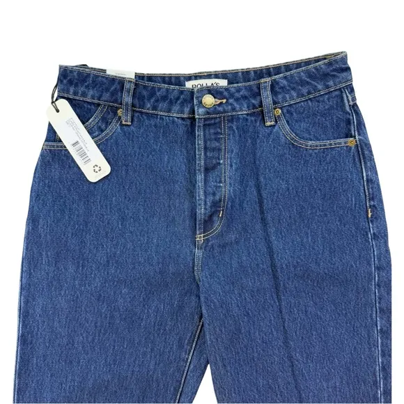Rollas Classic Straight Jeans 90's High Rise Blue NWT $100