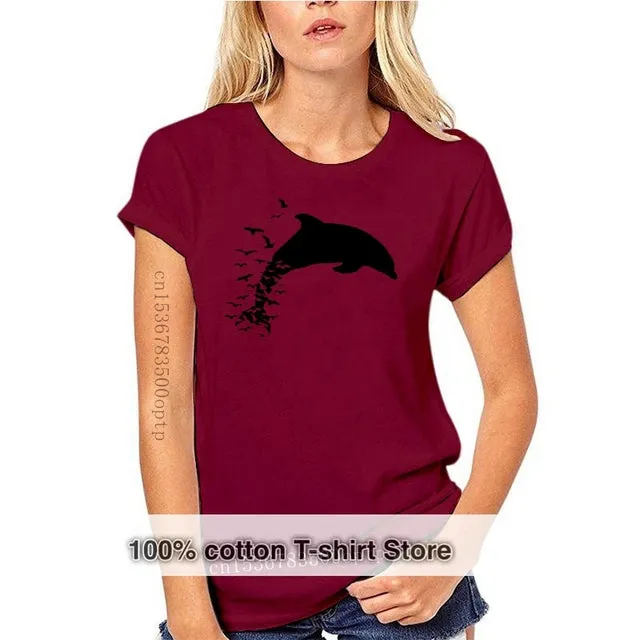 Scuba diving T-Shirt for Women | Dolphin Love -100% Cotton
