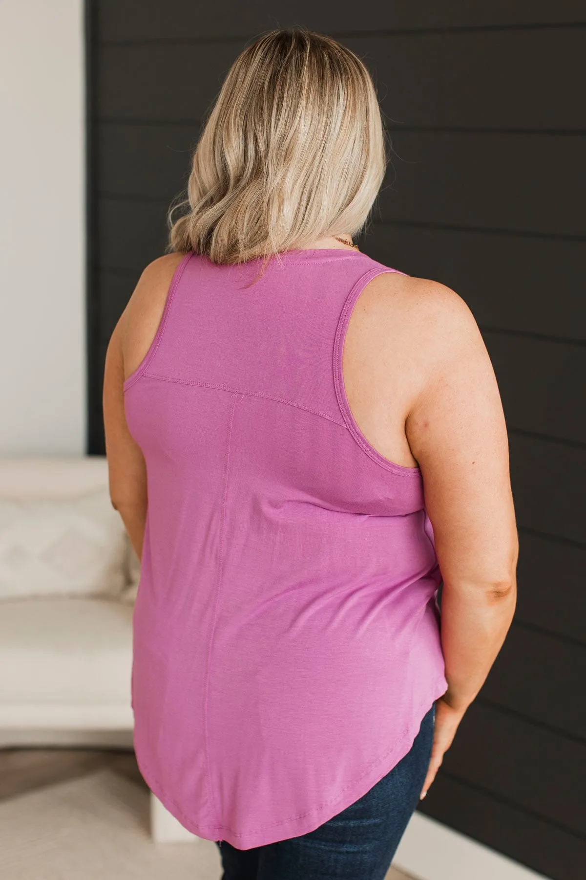 Searching For Joy V-Neck Tank Top- Orchid