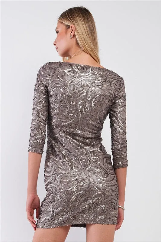 Sequin Embroidery Fitted Mini Dress