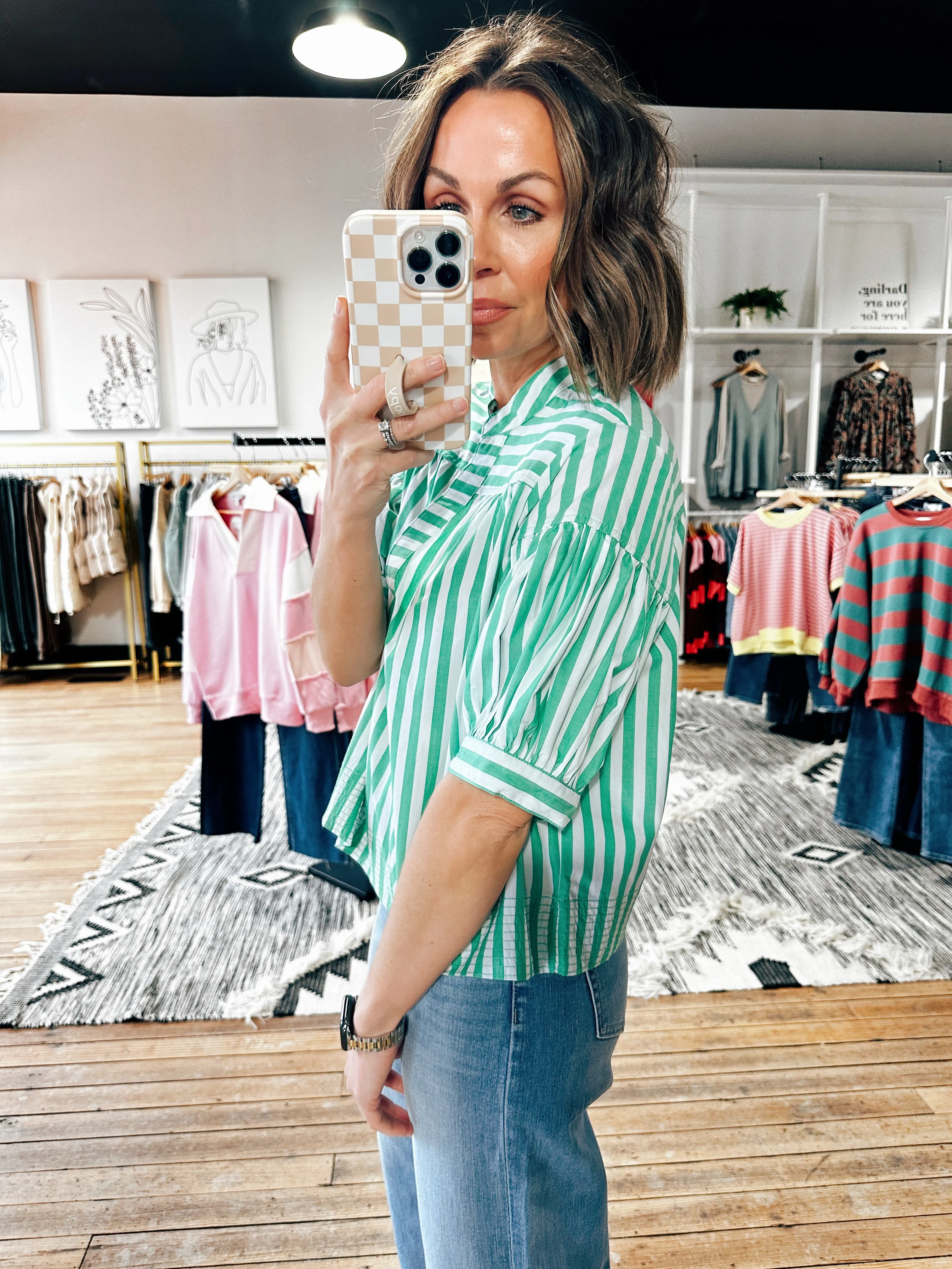 Shoreline Striped V-Neck Top