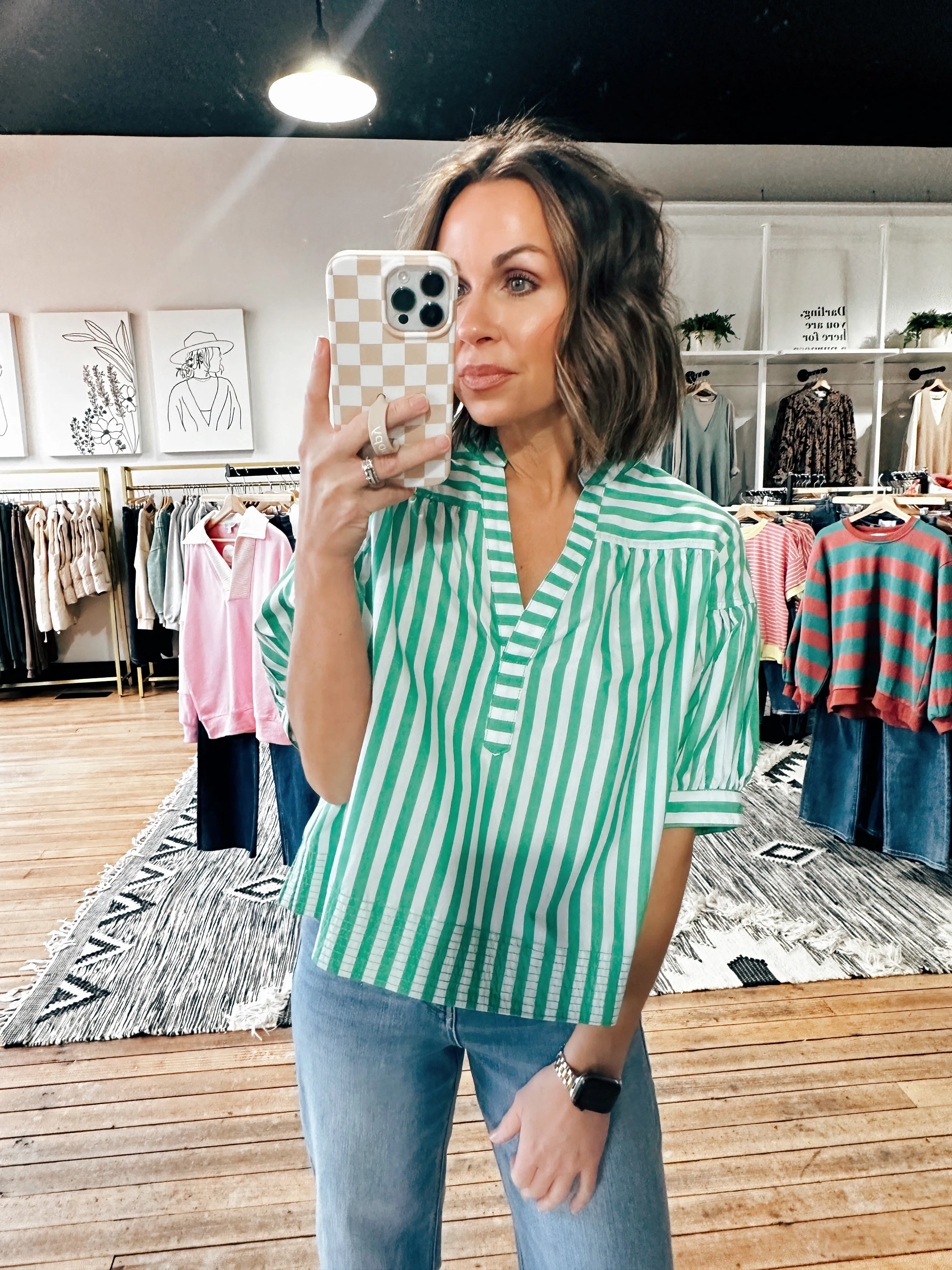 Shoreline Striped V-Neck Top