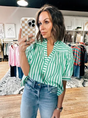 Shoreline Striped V-Neck Top