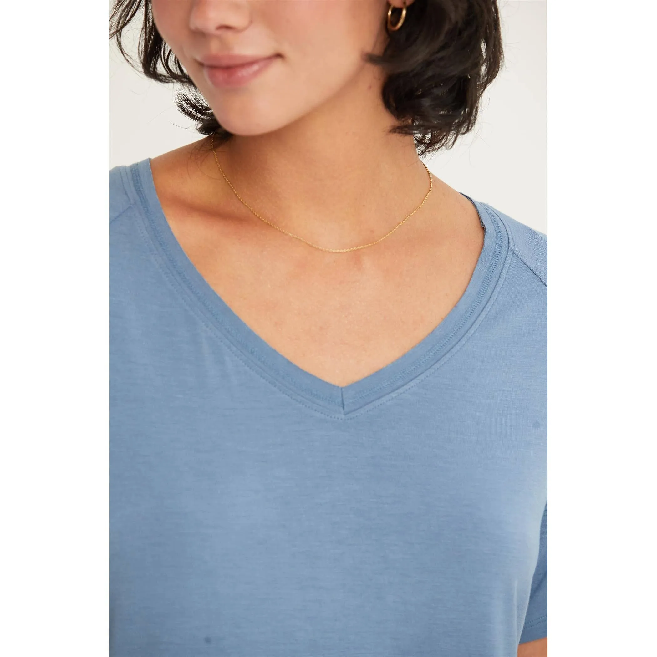 Short Sleeve V Neck HYFVE Top: Taupe