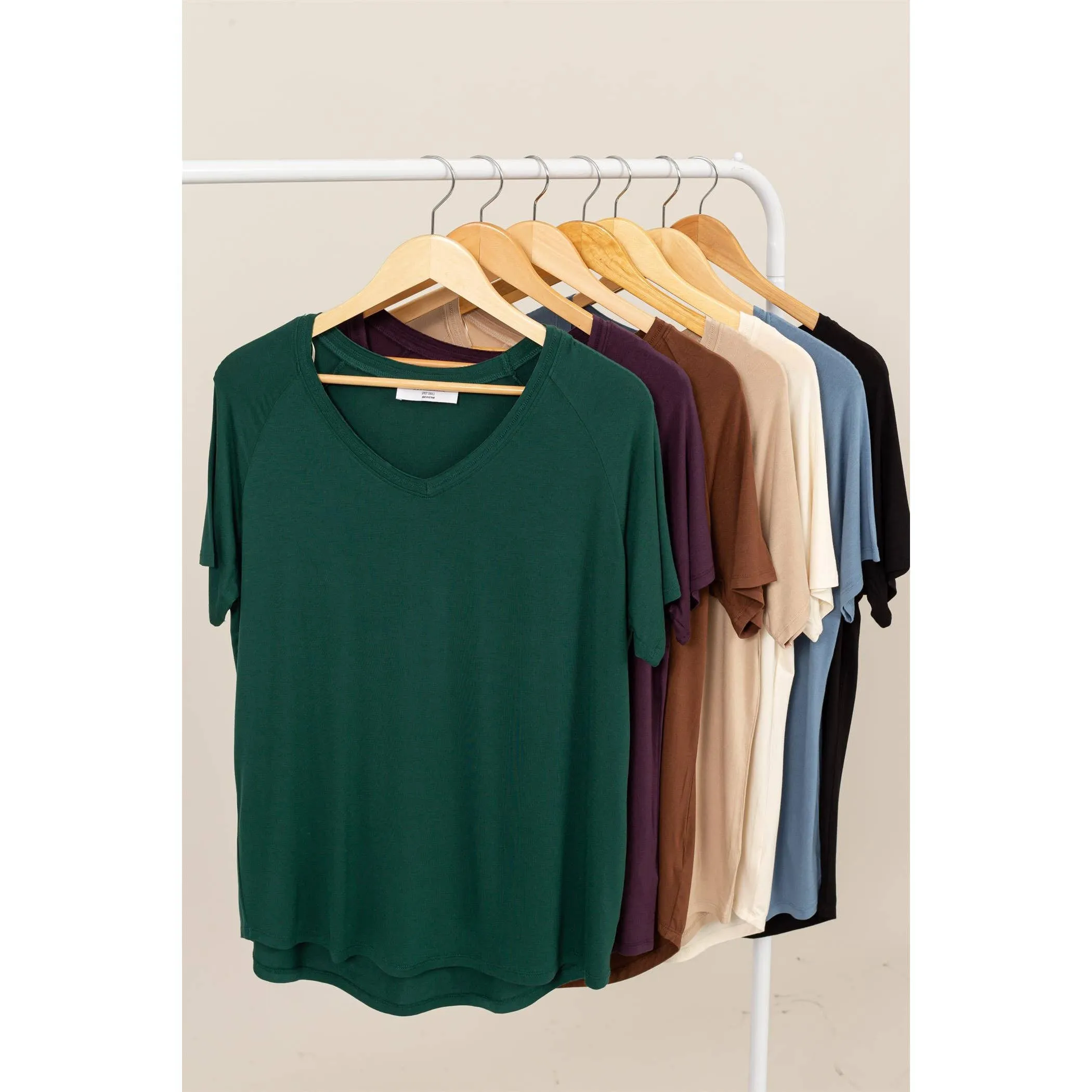 Short Sleeve V Neck HYFVE Top: Taupe