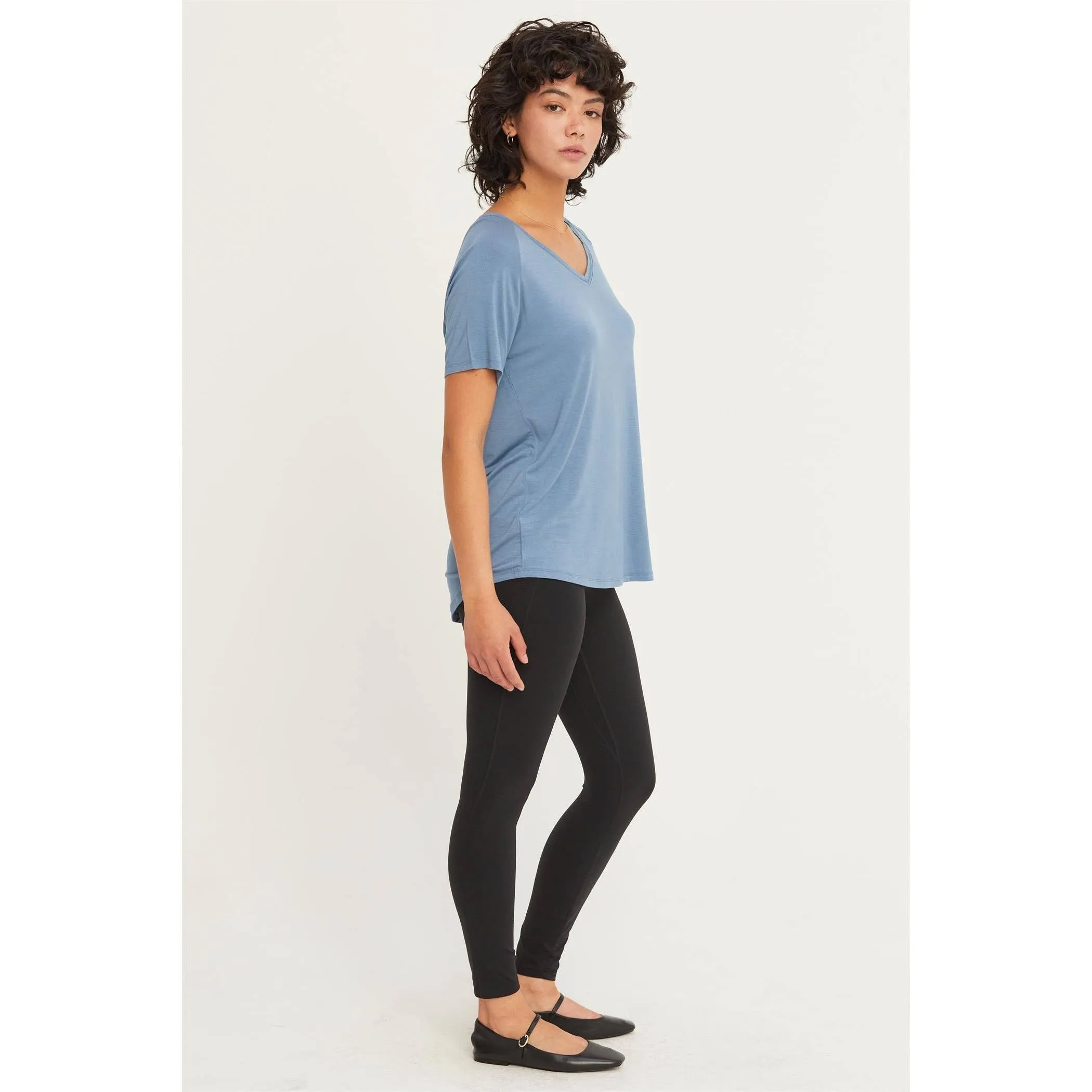 Short Sleeve V Neck HYFVE Top: Taupe