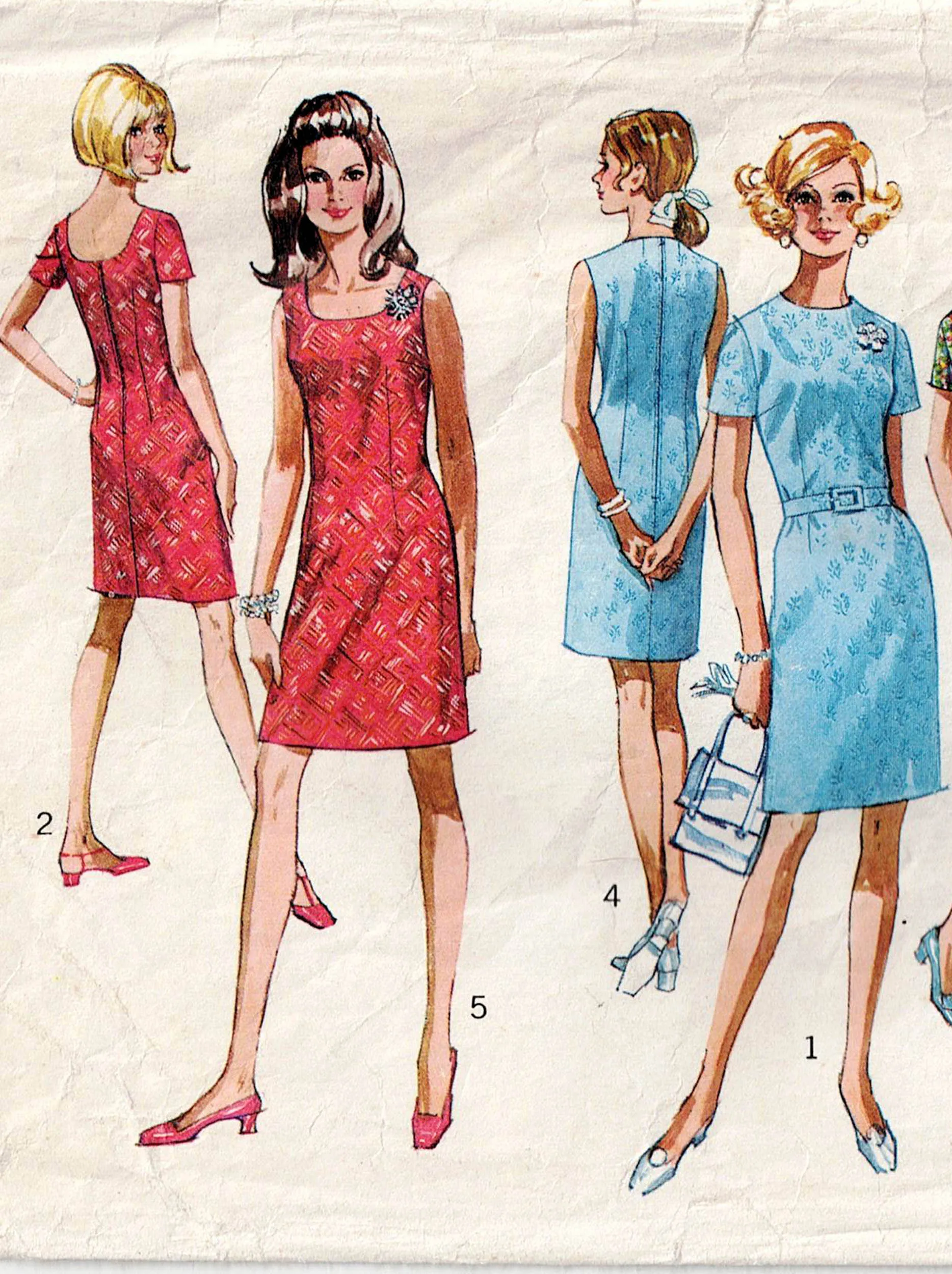 Simplicity 8179 Womens Shift Dress with 3 Necklines 1960s Vintage Sewing Pattern Size 12 Bust 34 inches