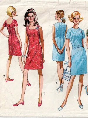 Simplicity 8179 Womens Shift Dress with 3 Necklines 1960s Vintage Sewing Pattern Size 12 Bust 34 inches