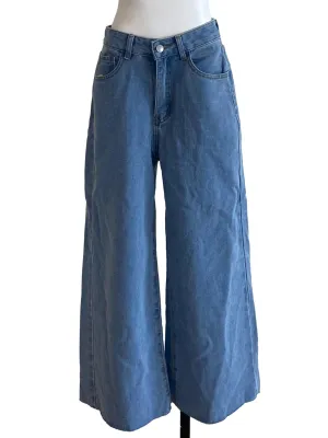 Sky Blue Sharkskin Straight Jeans