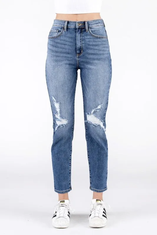 Sneak Peek 90's Skinny High Rise Distressed Jeans