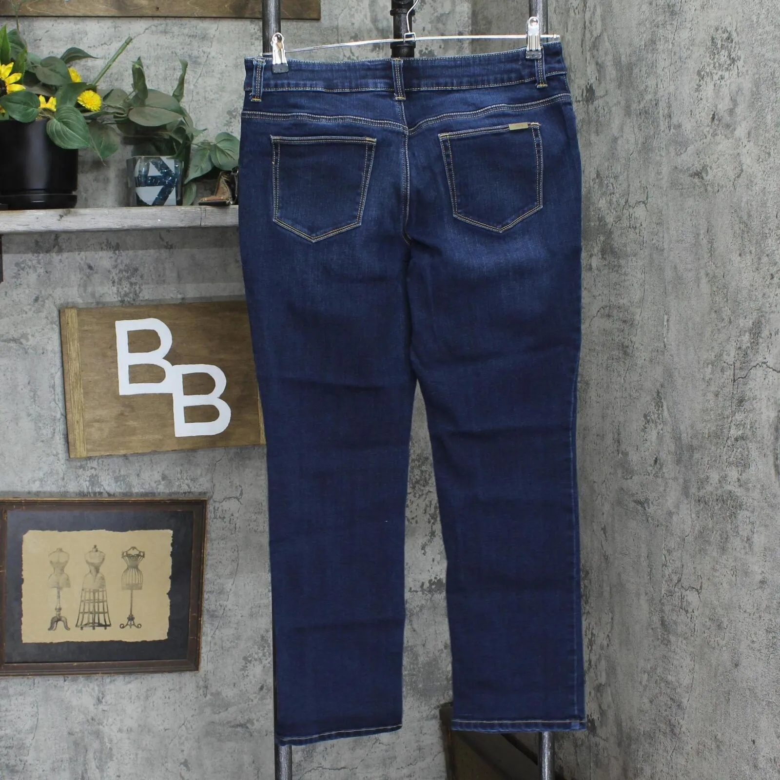 So Slimming by Chico's Womens Stretch Straight Leg Jeans Dark Blue 1 Short