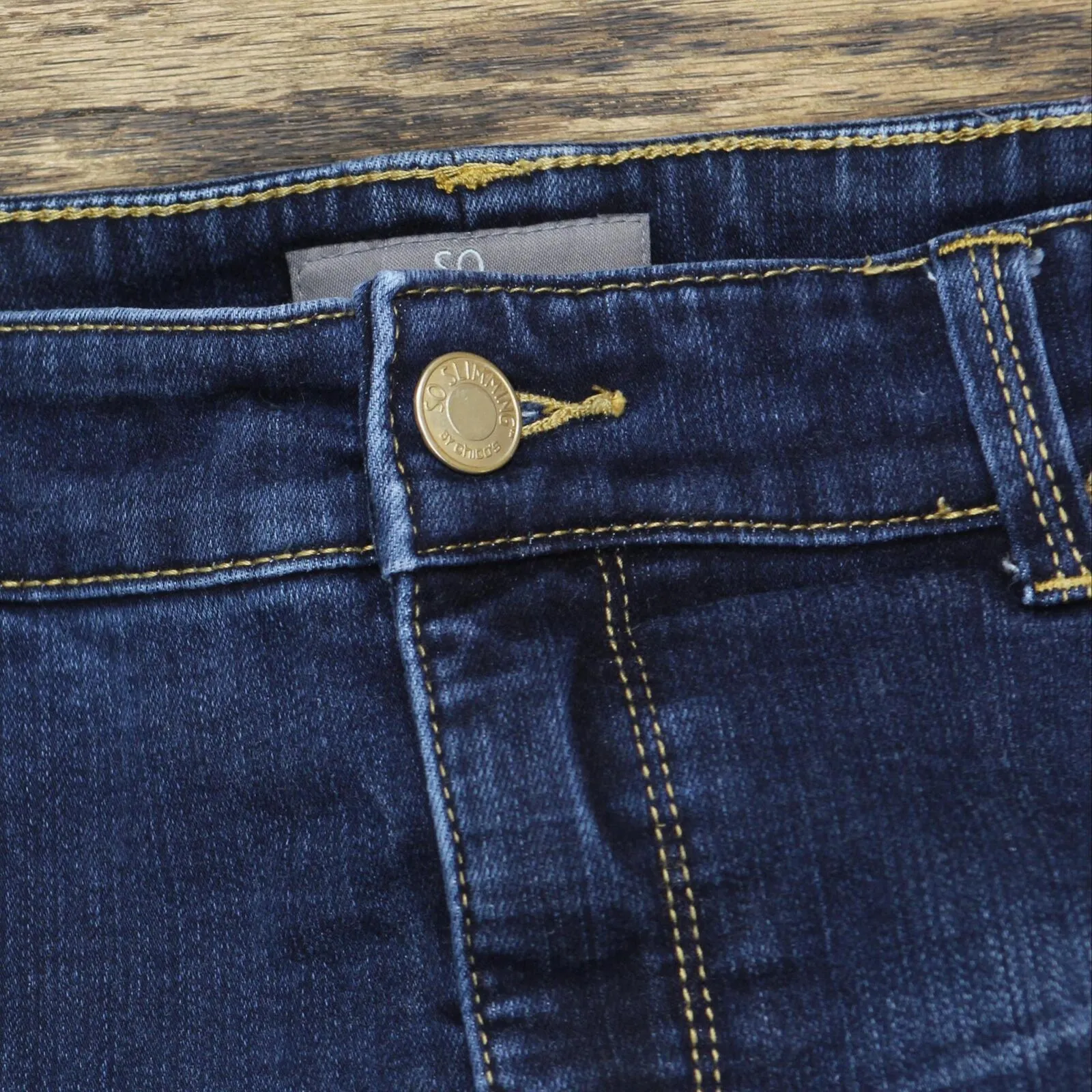 So Slimming by Chico's Womens Stretch Straight Leg Jeans Dark Blue 1 Short
