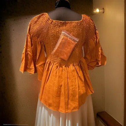 Solid Color Peplum Sleeve Ankara Blouse