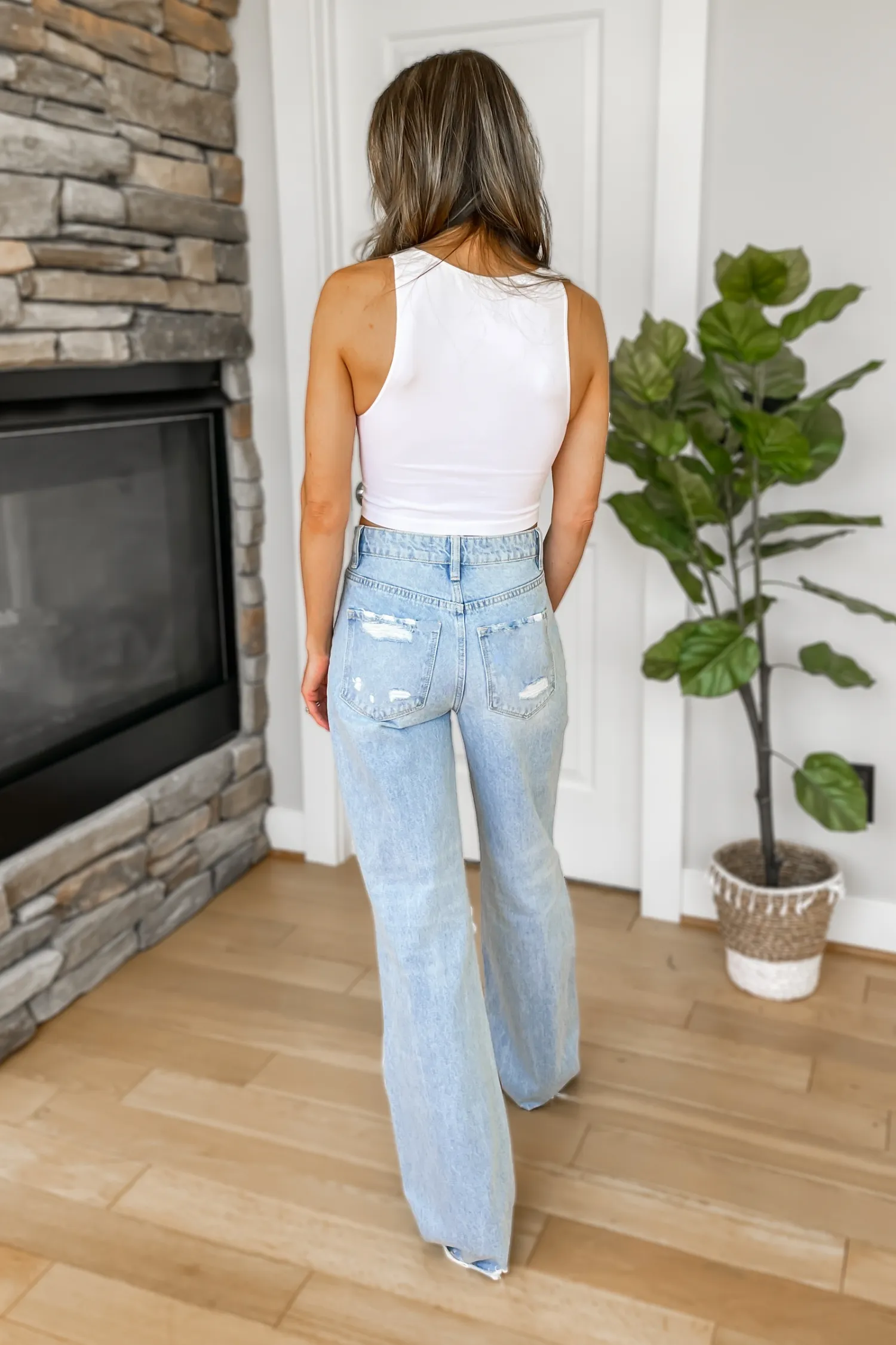 Sophie Distressed Straight Leg Jeans