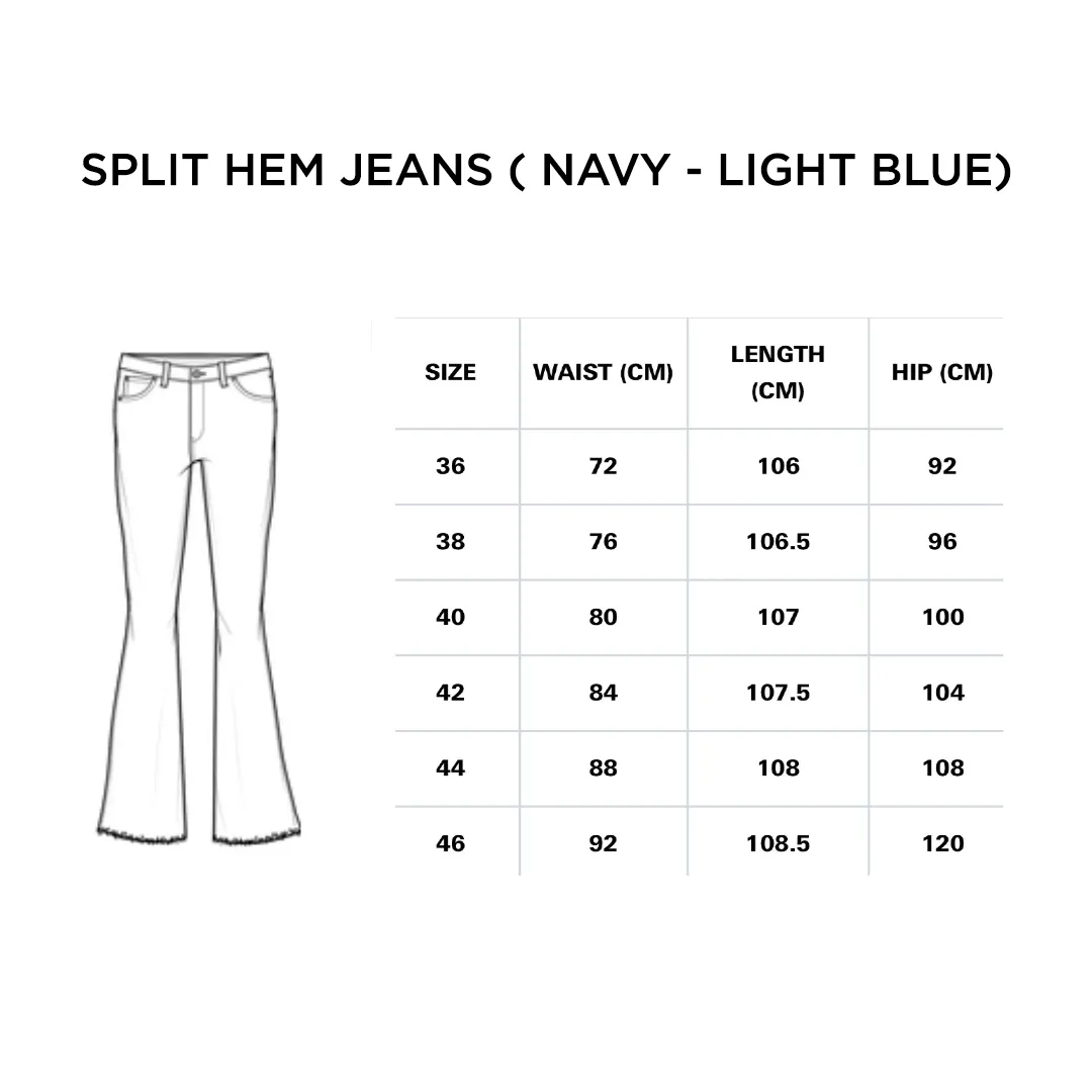Split Hem Blue Jeans