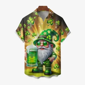 St. Patrick's Day Beer Print Men's Button Short Sleeve Shirt 2501009491