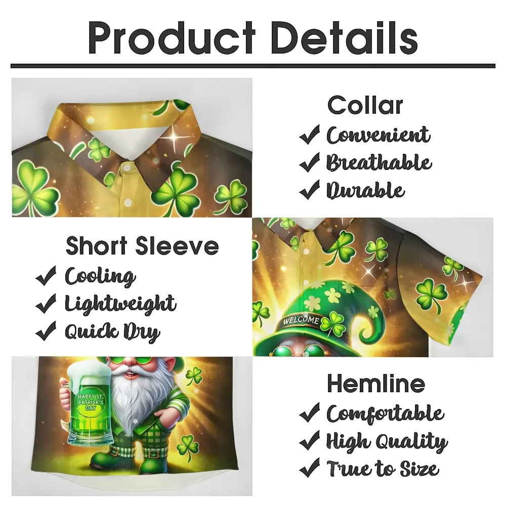St. Patrick's Day Beer Print Men's Button Short Sleeve Shirt 2501009491