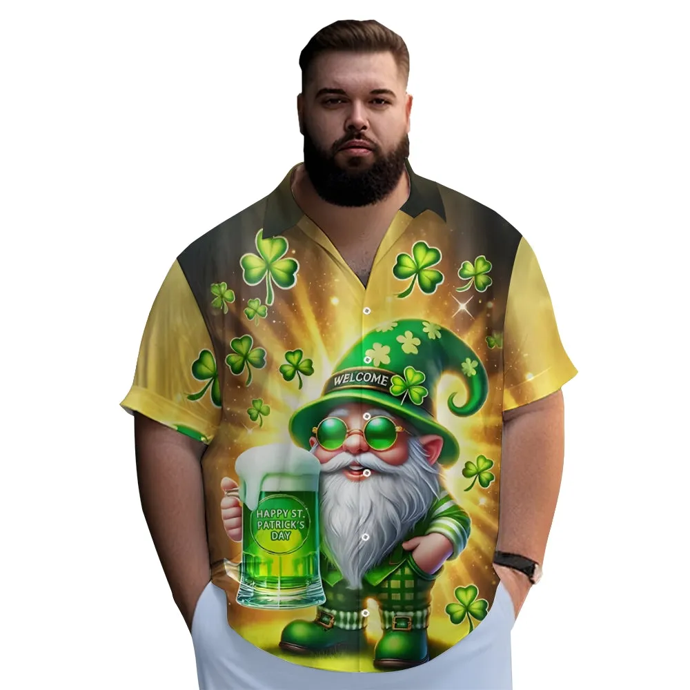 St. Patrick's Day Beer Print Men's Button Short Sleeve Shirt 2501009491