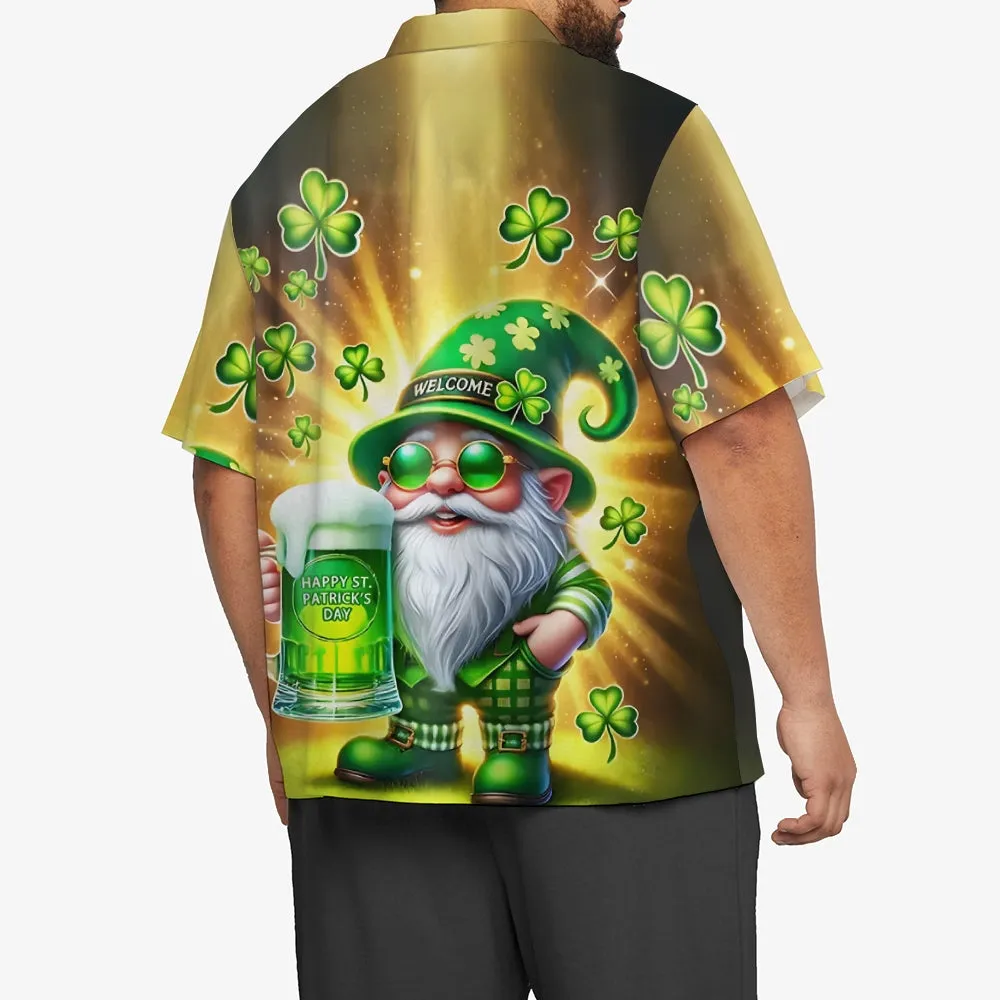 St. Patrick's Day Beer Print Men's Button Short Sleeve Shirt 2501009491