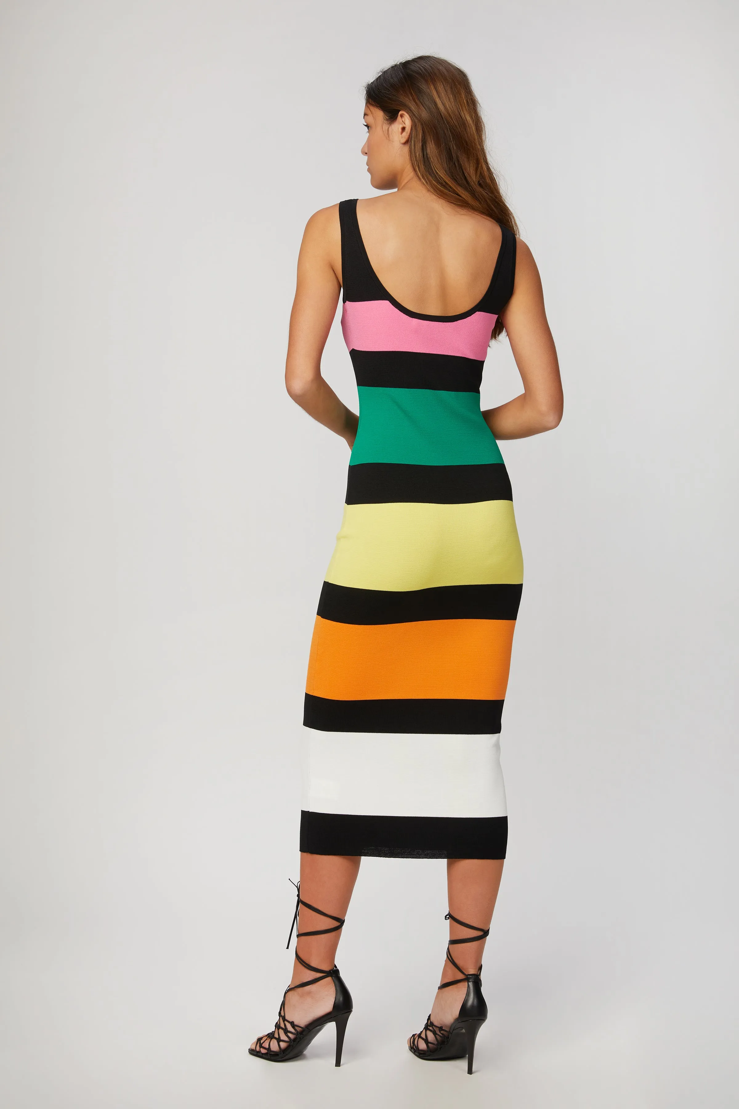 STRIPED BODYCON MIDI DRESS