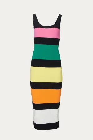 STRIPED BODYCON MIDI DRESS