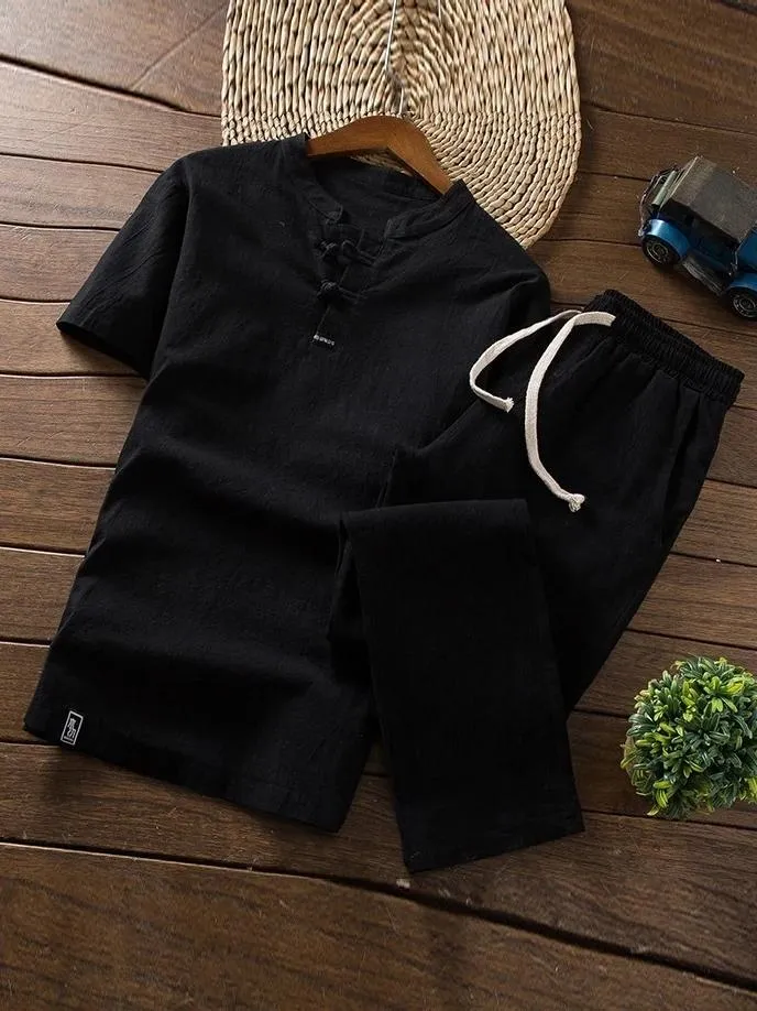 Super Comfy Linen Sets Short-sleeved T-shirt   Trousers