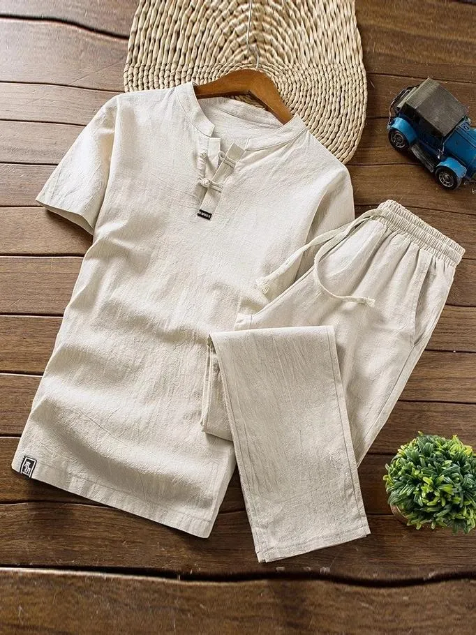 Super Comfy Linen Sets Short-sleeved T-shirt   Trousers