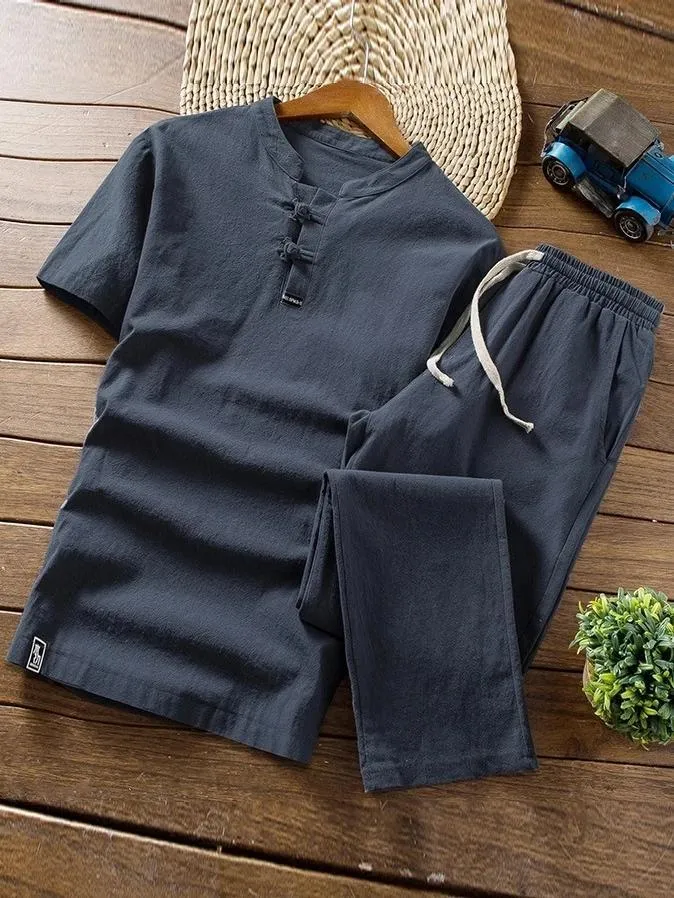 Super Comfy Linen Sets Short-sleeved T-shirt   Trousers