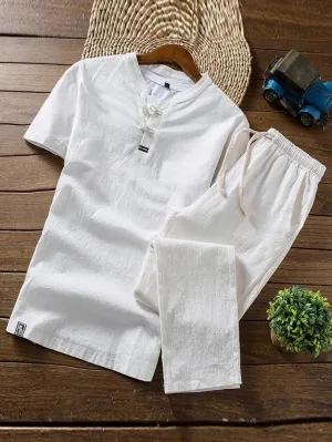 Super Comfy Linen Sets Short-sleeved T-shirt   Trousers