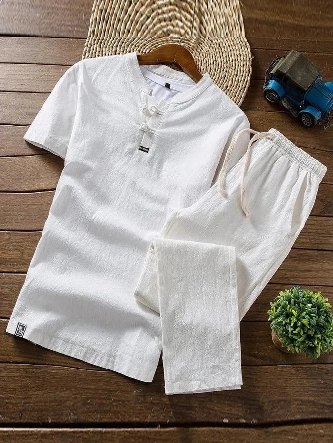 Super Comfy Linen Sets Short-sleeved T-shirt   Trousers