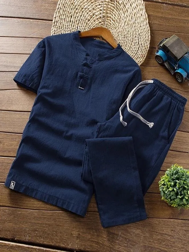 Super Comfy Linen Sets Short-sleeved T-shirt   Trousers