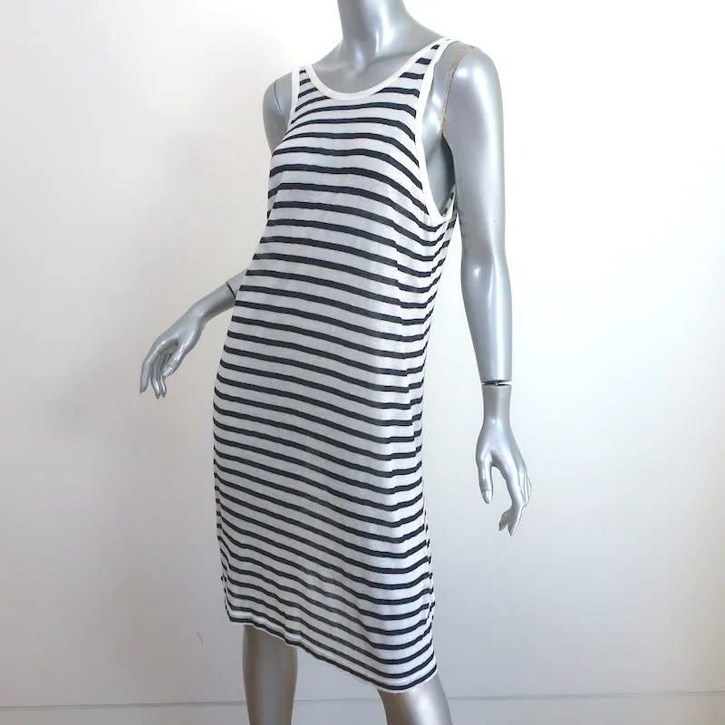 T by Alexander Wang Striped Mini Tank Dress White/Black Linen-Blend Size Medium