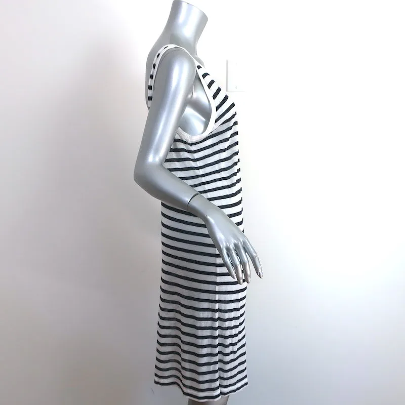 T by Alexander Wang Striped Mini Tank Dress White/Black Linen-Blend Size Medium