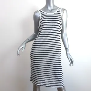 T by Alexander Wang Striped Mini Tank Dress White/Black Linen-Blend Size Medium