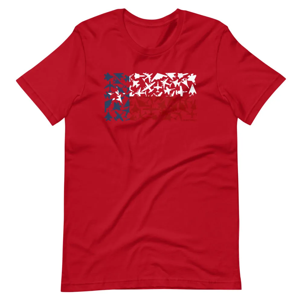 Texas Airplane Flag Short Sleeve T-Shirt