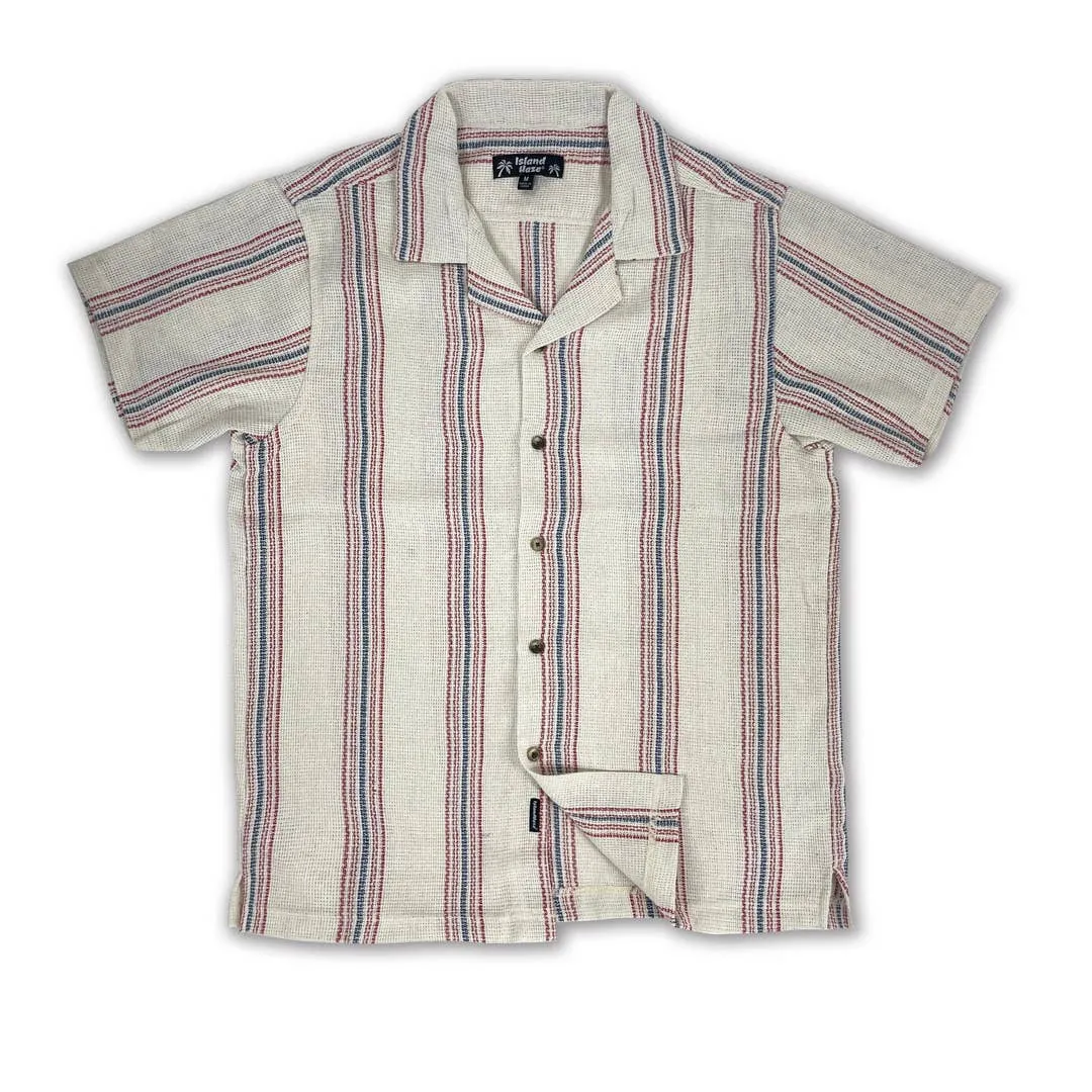 Textured Striped Top- Red/Cream