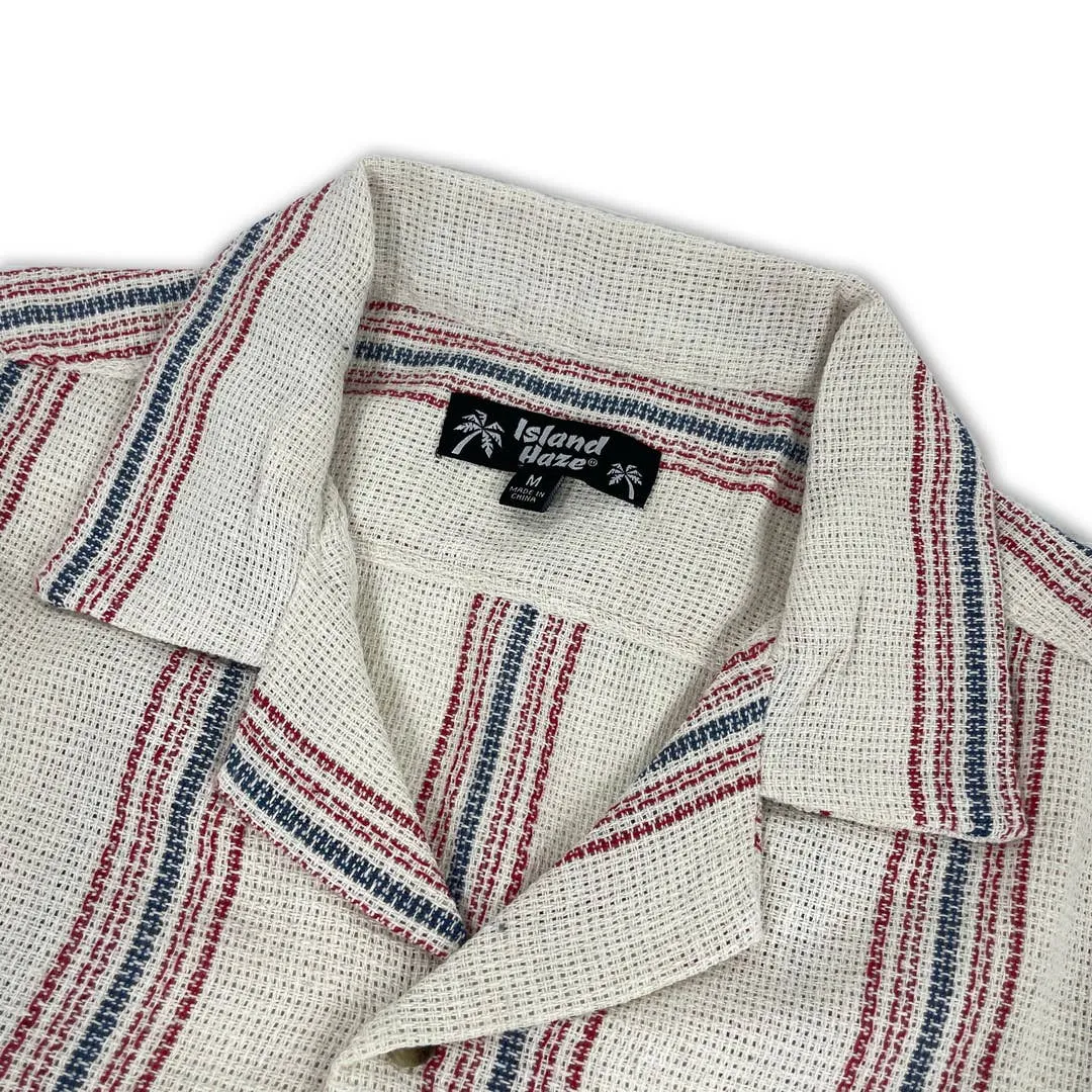 Textured Striped Top- Red/Cream