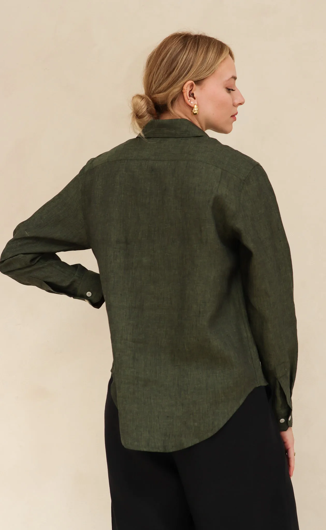 The Friend - Proper Fit - Dark Moss 100% Linen