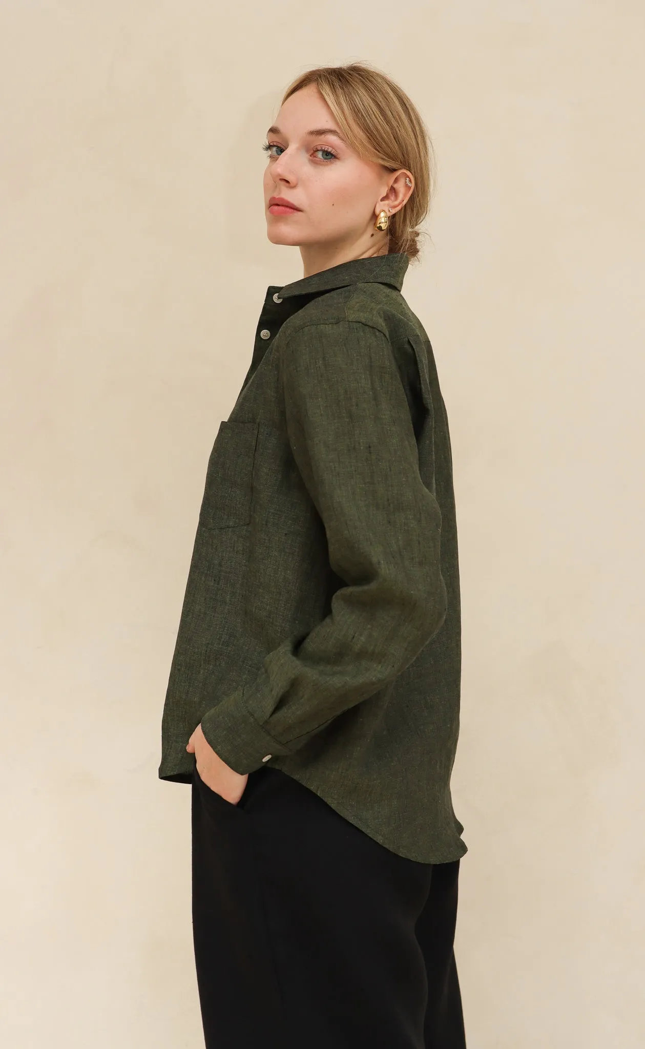 The Friend - Proper Fit - Dark Moss 100% Linen